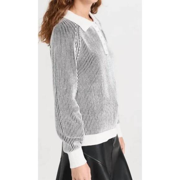 NEW 525 AMERICA plaited johnny collar pullover in chalk multi - Picture 4 of 4